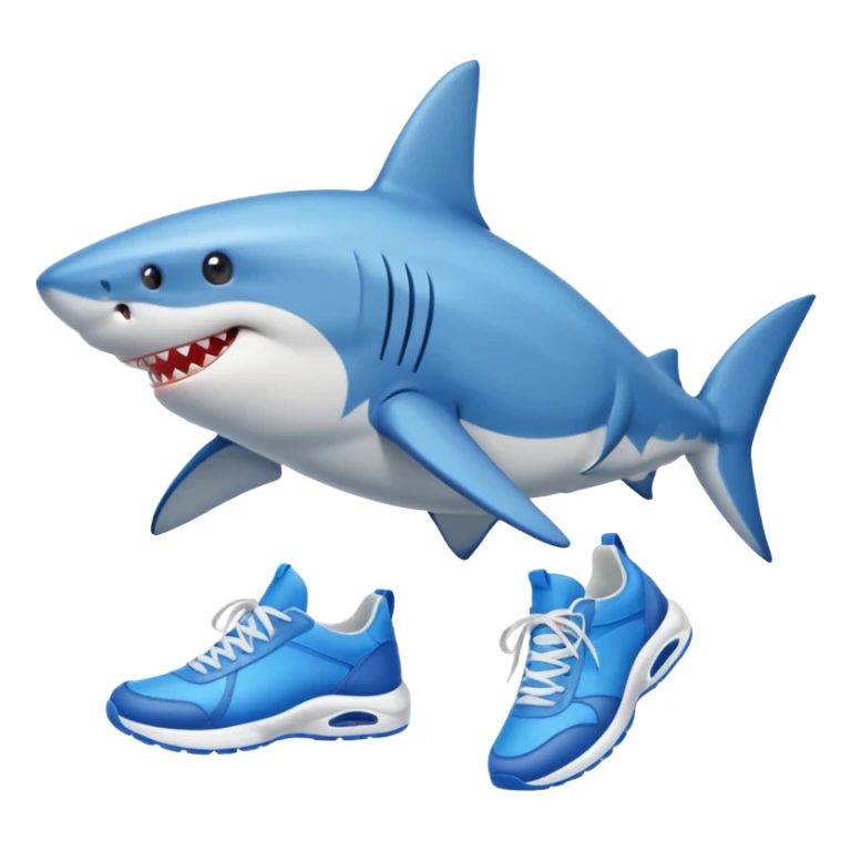 un tiburon con zapatos tenis azules sticker
