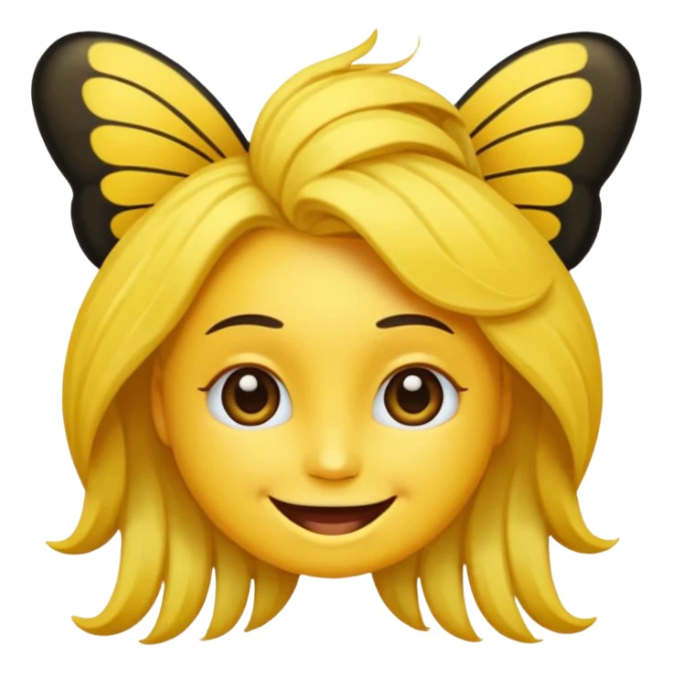 Emoji sourire avec un nœud papillon dans les cheveux sticker