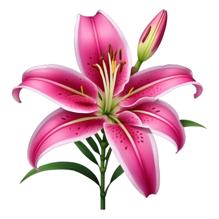 single Deep Pink Oriental Lily with White Edge, straight stem sticker