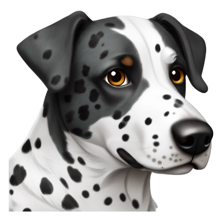 Blue heeler and German pointer with floppy ears black and white spots sticker