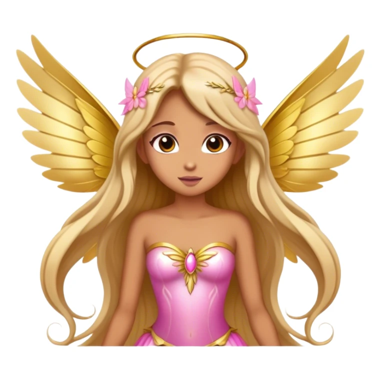 big wings, sun, gold, pink , Beautiful, fairy, long hair sticker