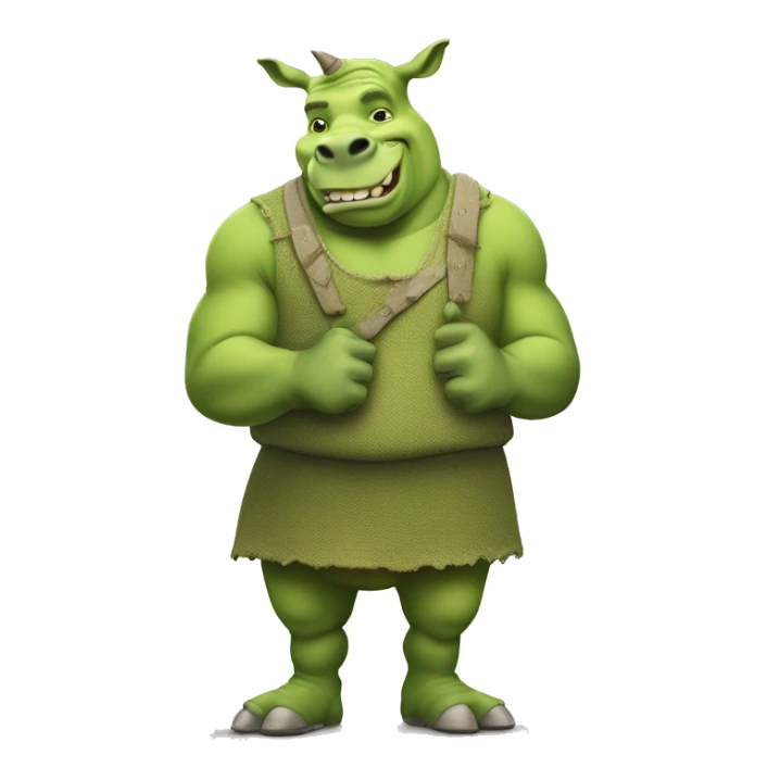 a green anthropomorphic rhinoceros cartoon character dressed as shrek sticker