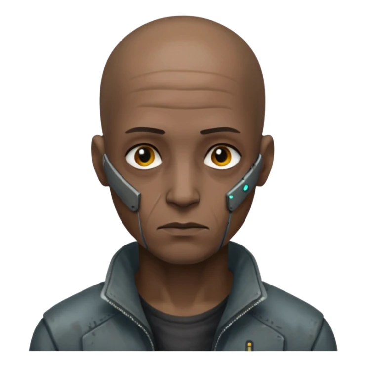 cyberpunk poor man whihout hair sticker