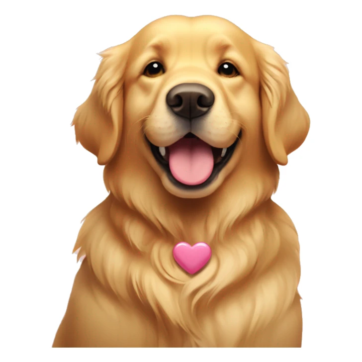 Golden retriver sat and happy with some hearts around him sticker