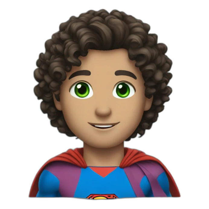 superman curly brunette green eyes sticker