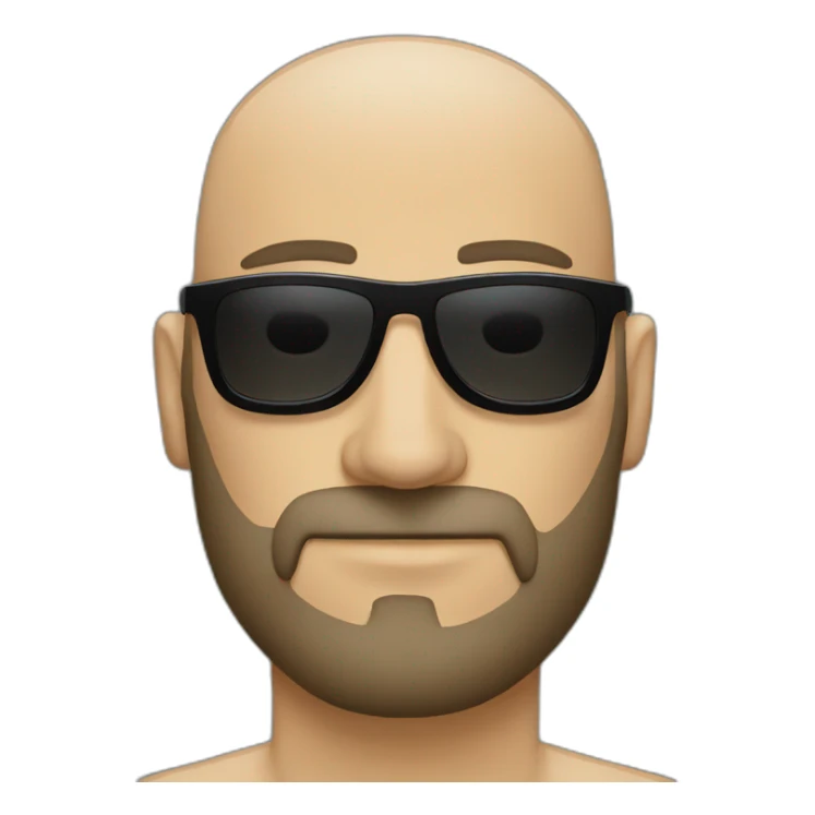 Bald man with beard and black sunglasses. Not smiling. sticker