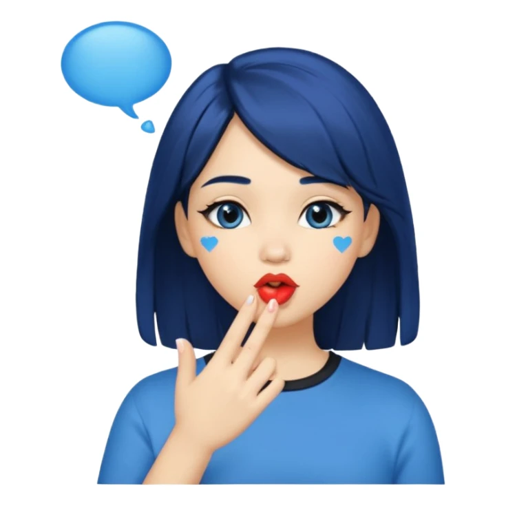 A human girl with blue black hair blowing kisses sticker