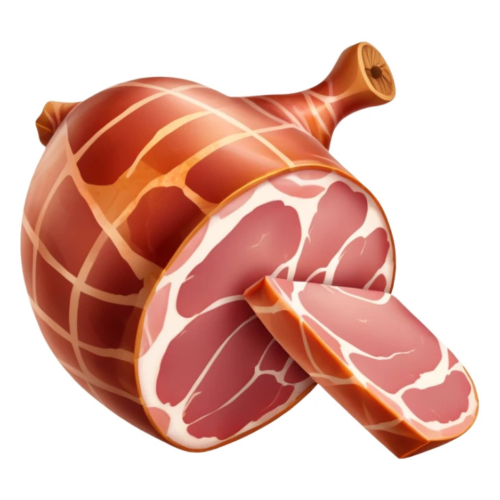 jamón-serrano-cinematic-realistic-jamón-serrano-dish-emoji,-depicted-as-a-prominent-leg-of-cured-ham-with-visible-marbling,-rendered-with-rich-textures-and-dynamic,-appetizing-lighting. sticker