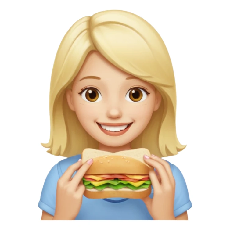 девушка ест сэндвич и он ей нравится sticker