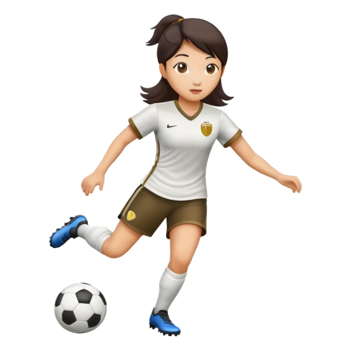 asian female playing soccer sticker