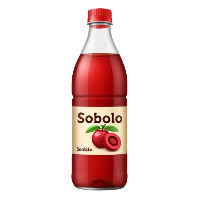 make a sobolo(ghanain drink) make it be in a bottle and the label should say sobolo and spell it like this and the drink dark red a plastic bottle sticker