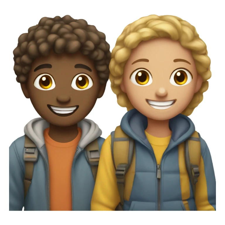 happy girl and boy outdoors sticker