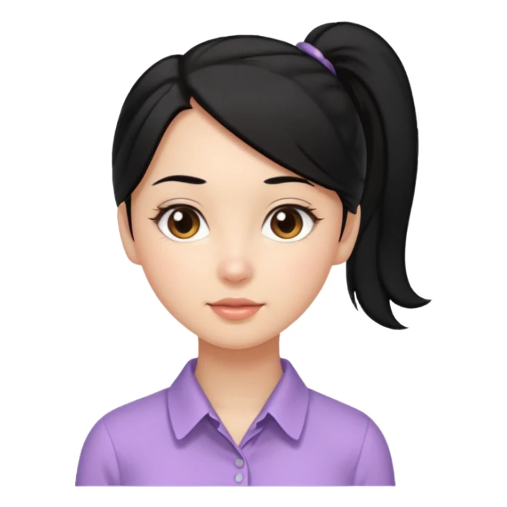 cewe lembut rambut hitam  kuncir satu kayak cute gitu tapi gausah adakepangnya  dan sudah agak dewasa gitu bajunya yang cute blouse sticker