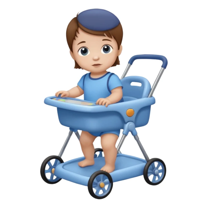 brown hair baby on babywalker sticker