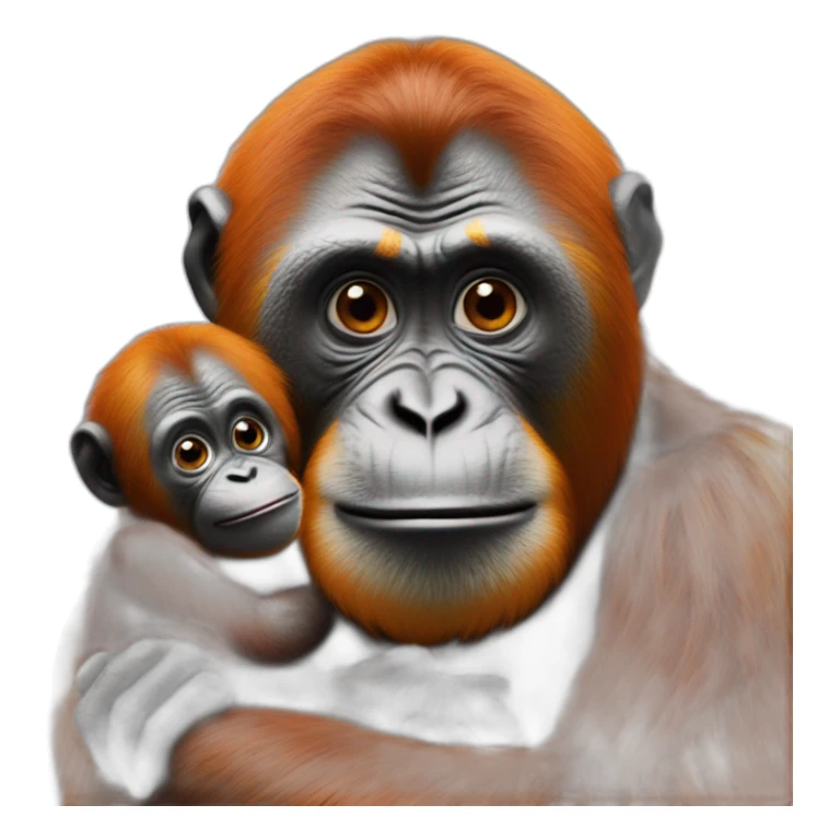 un orang-outan avec 2 bébés orang-outan sticker