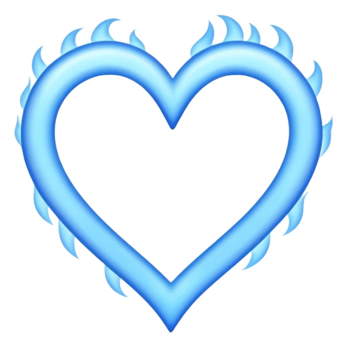 Blue flames in the shape of a pastel color all blue heart sticker