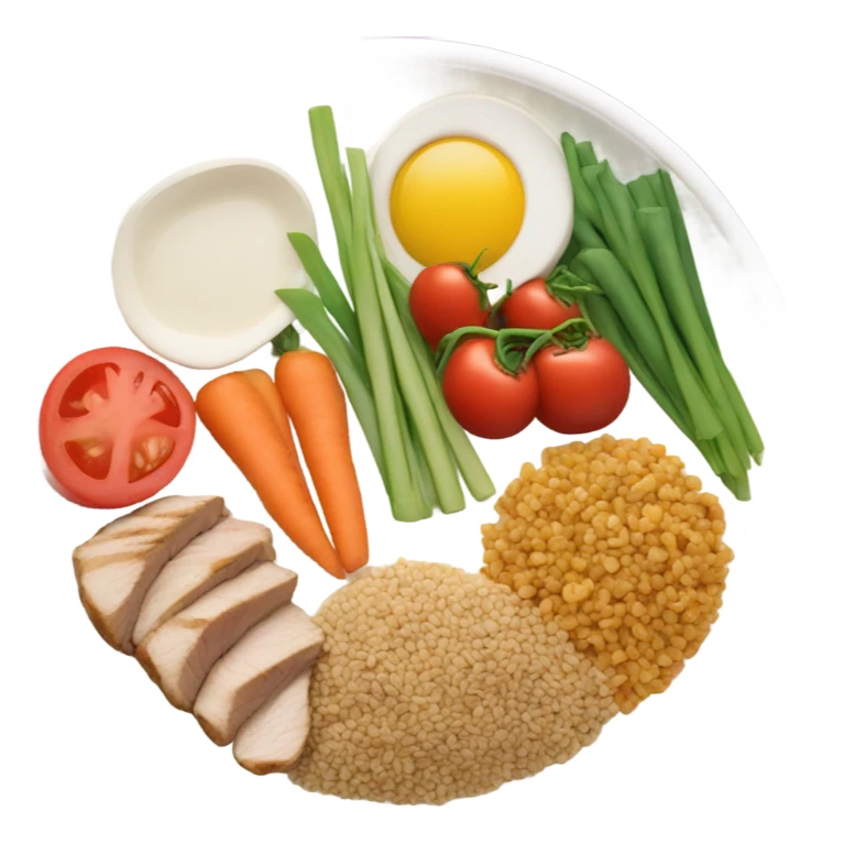 round white plate with healthy food sticker