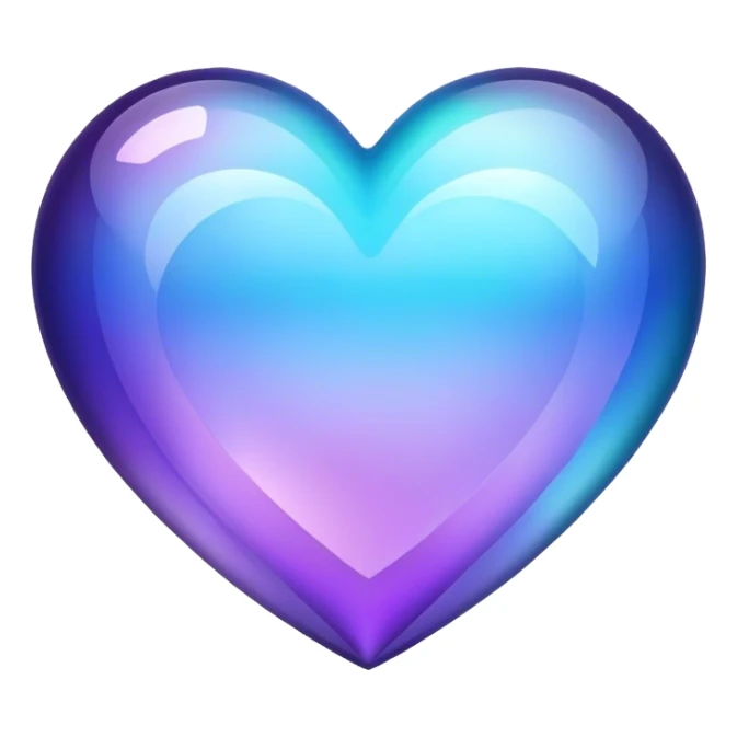 Gradient iridescent purple indigo blue cyan crystal heart sticker