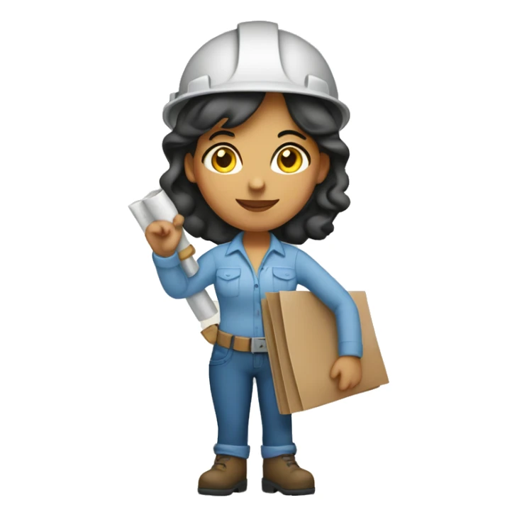 Hispanic construction woman holding a blueprint sticker