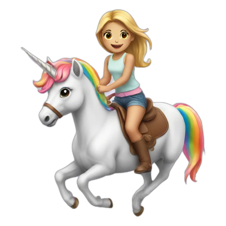 Girl-riding-rainbow-unicorn sticker