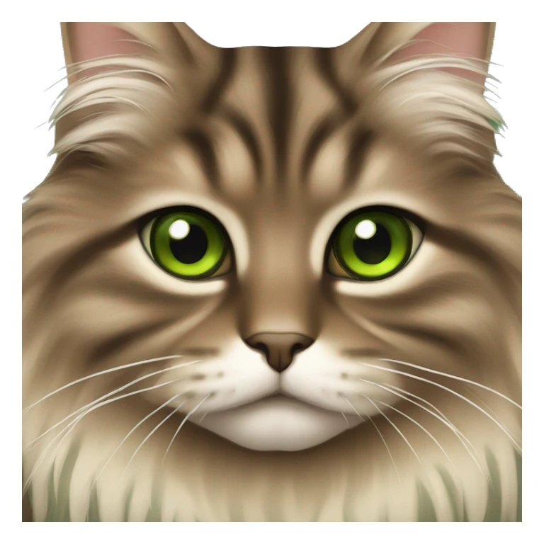 Brown striped fluffy siberian cat with green/light brown eyes sticker
