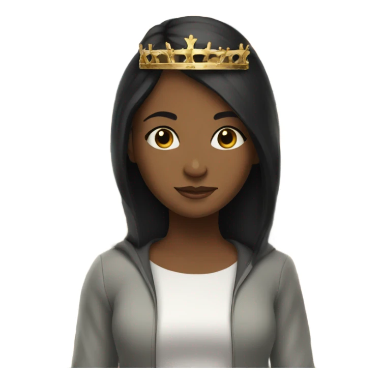black-haired girl in indoor setting with crown  sticker