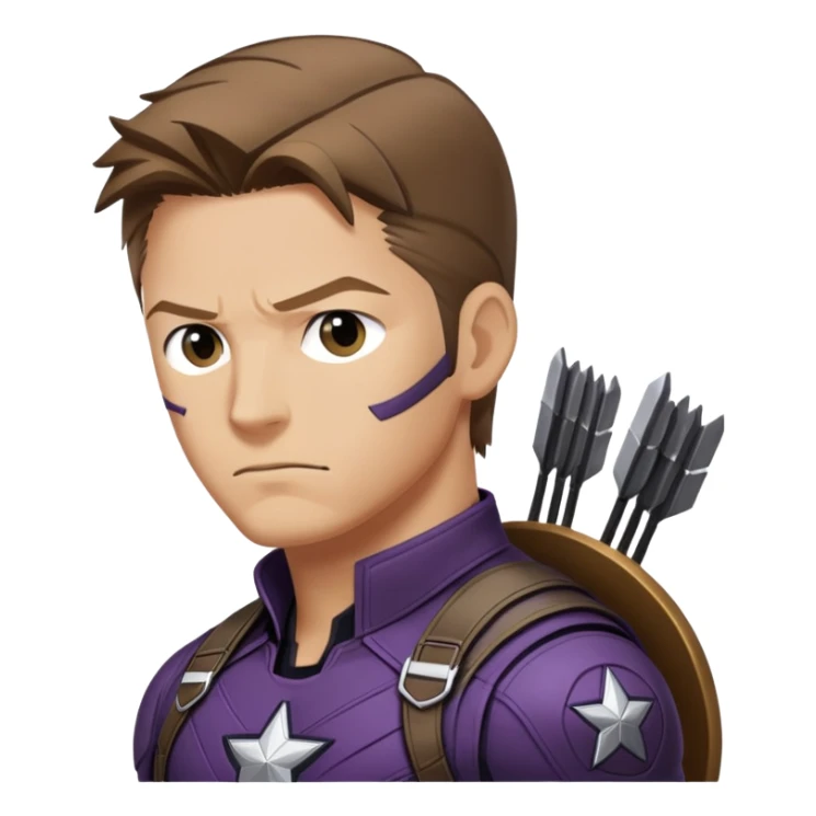 hawkeye clint barton portrait marvel, brown hair from captain america: civil war sticker