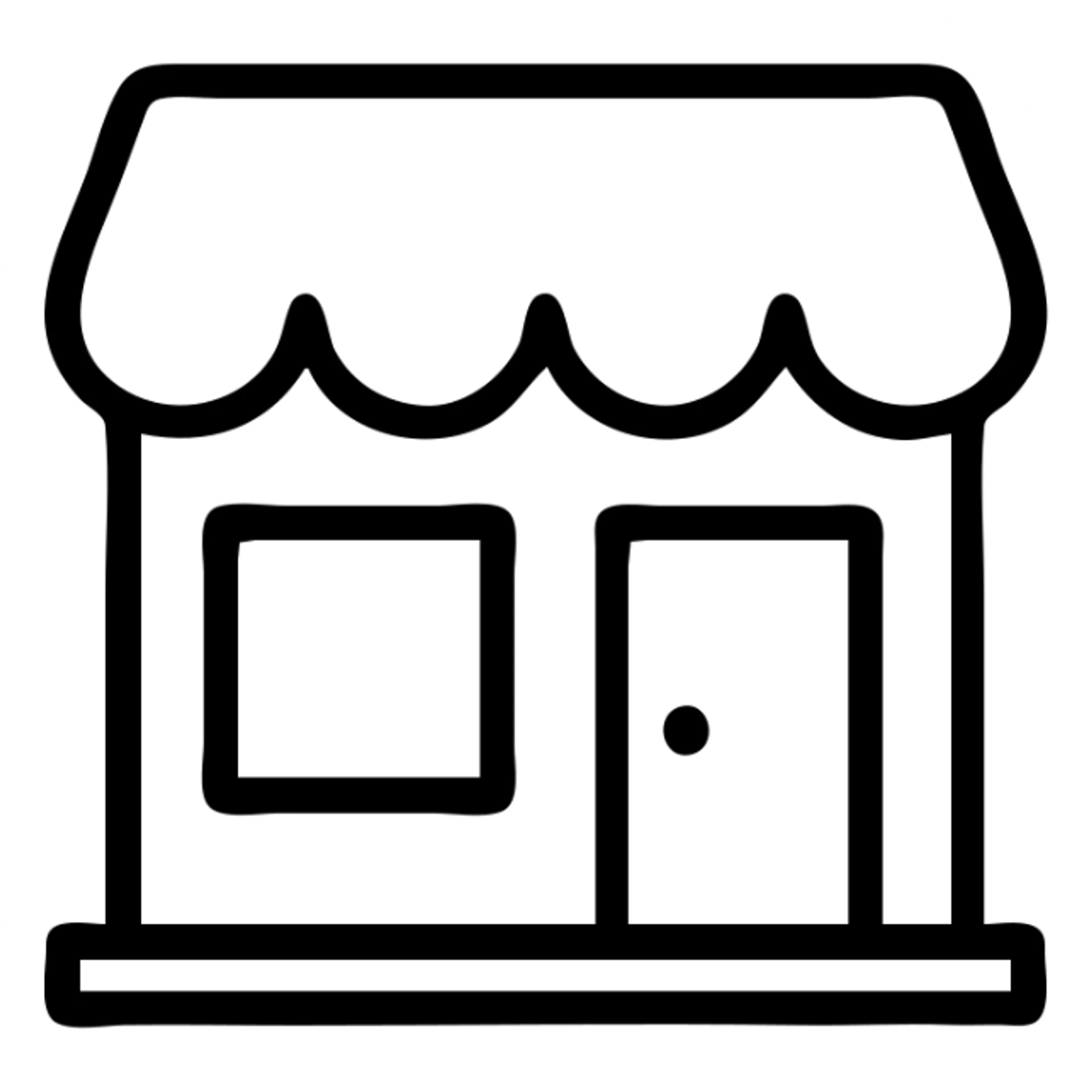 minimalist store icon, simple lines sticker