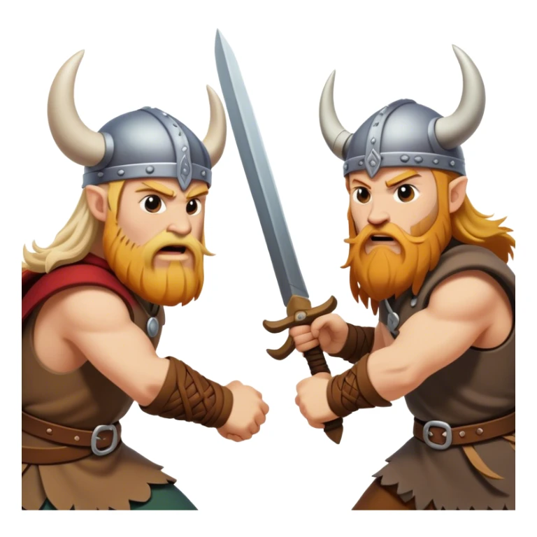 Dos vikingos enemigos peleando sticker