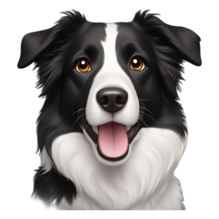 white and black dog with dark brown eyes happy mixed breed as border collie 2 years old with sticker
