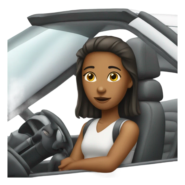 Girl driving in white car  sticker