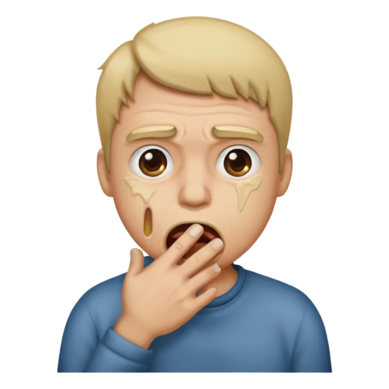 Disgust - strong feeling of revulsion or aversion -  about to vomit. hand over mouth sticker