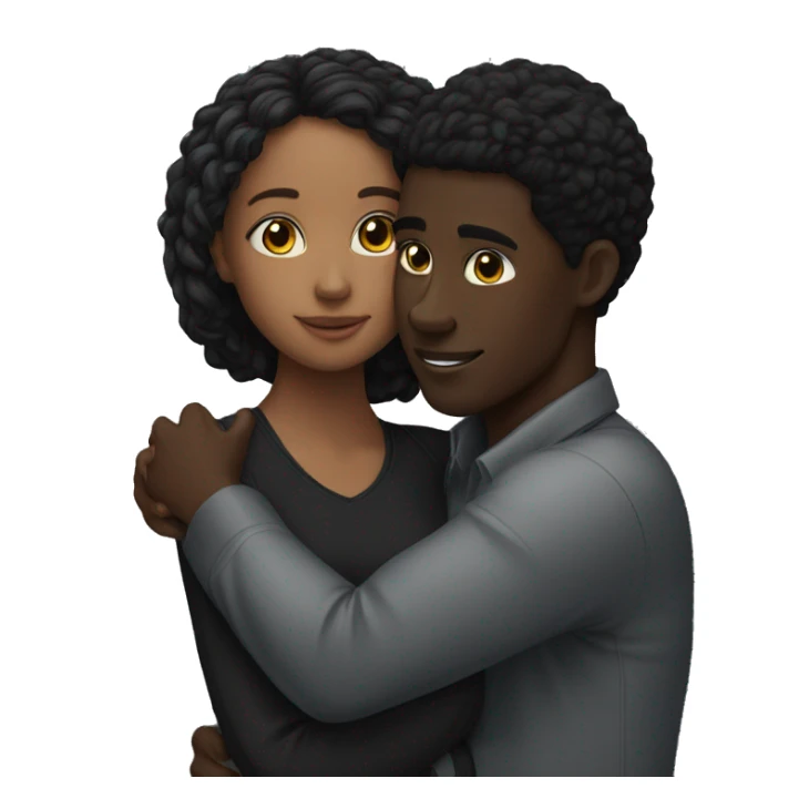 Create a Black male hugging a Black female AI. sticker