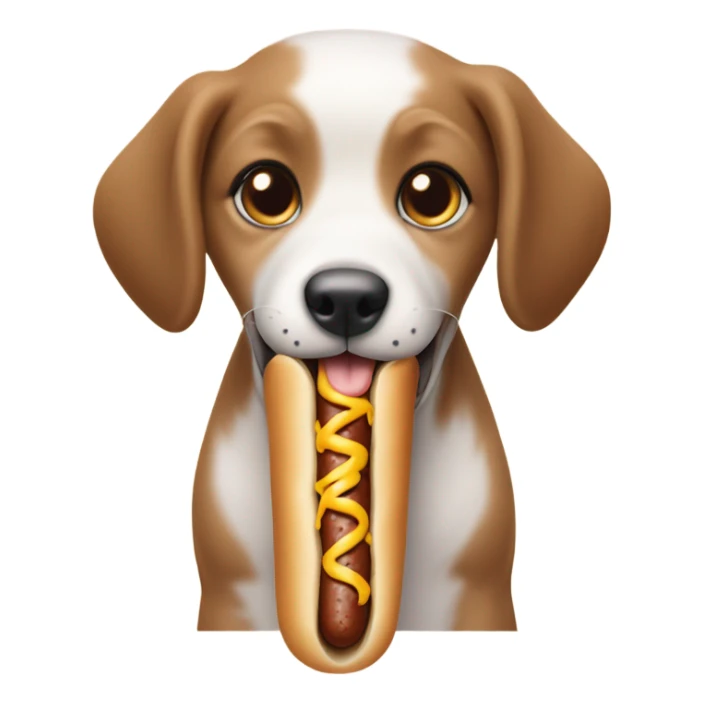puppy eating a hot dog sticker