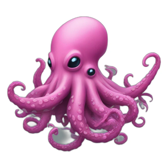 a blue kraken fighting  has another pink kraken sticker