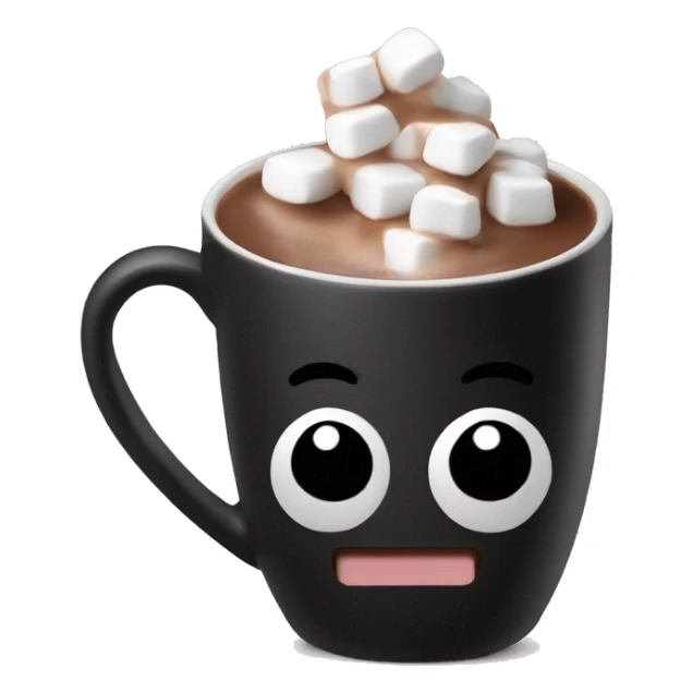 Black mug of hot chocolate with marshmallows  sticker