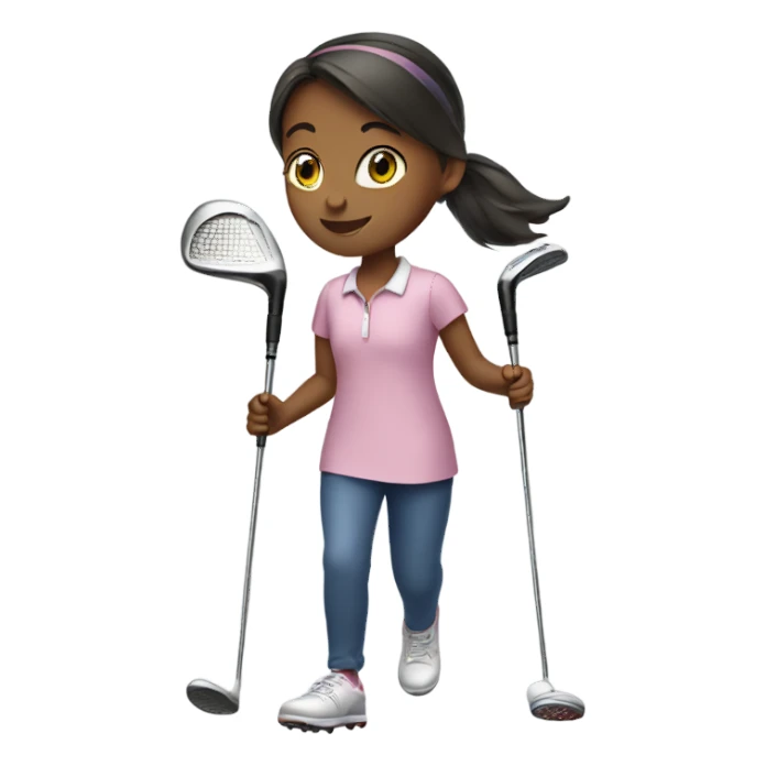  Young girl carrying golf clubs  sticker
