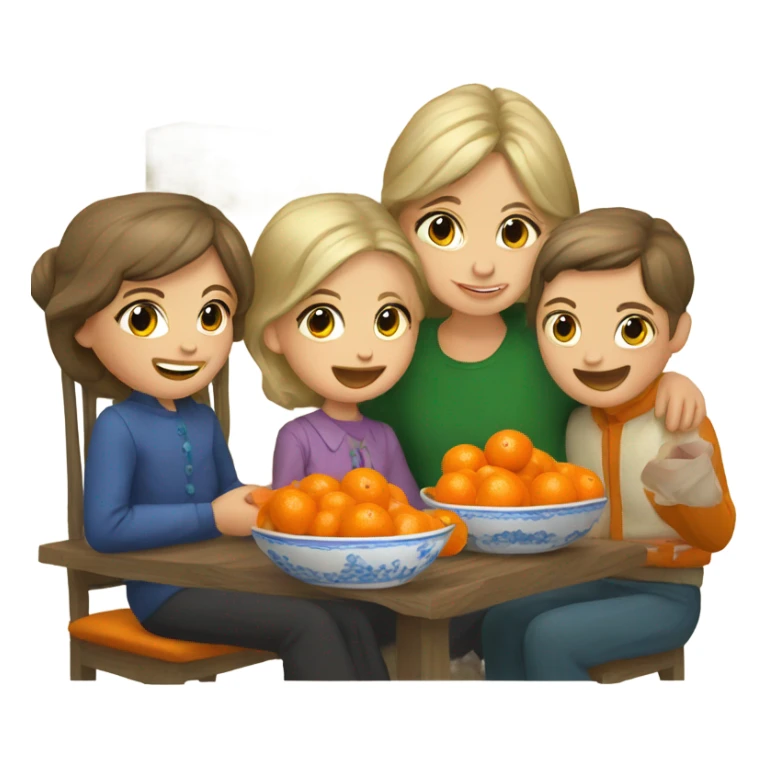 Russian family eating tangerines sticker