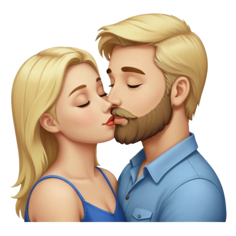 Blonde haired man with beard kissing woman sticker