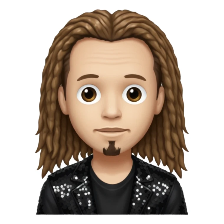 James Munky Shaffer from Korn with long light brown hair, light skin, black sequin outfit sticker
