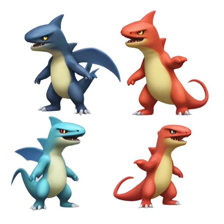 Sharpedo-Charmeleon-Gible-Larvitar-Fakémon Full Body sticker