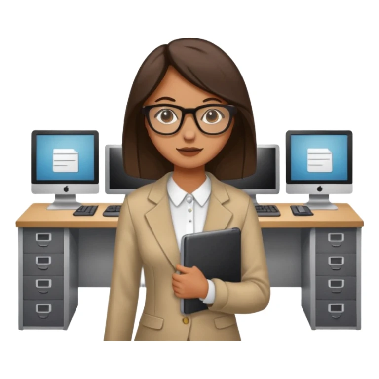 a girl walking into a computer room in an organized manner sticker
