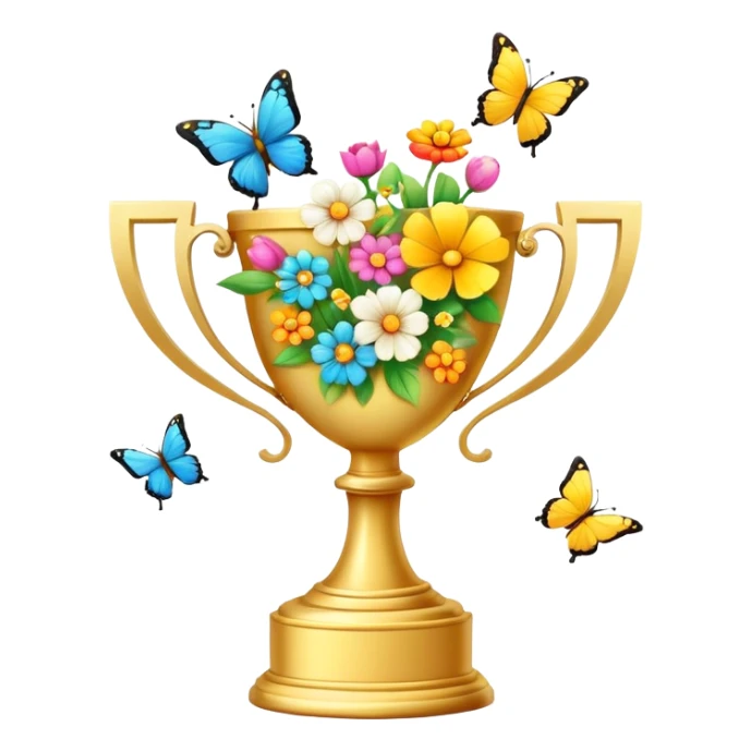 spring trophy with flowers and butterflies sticker