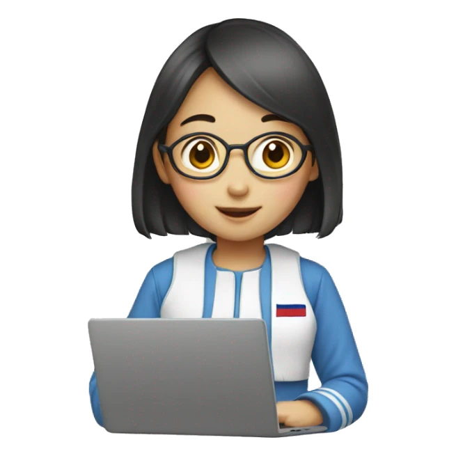 Korean girl with laptop sticker