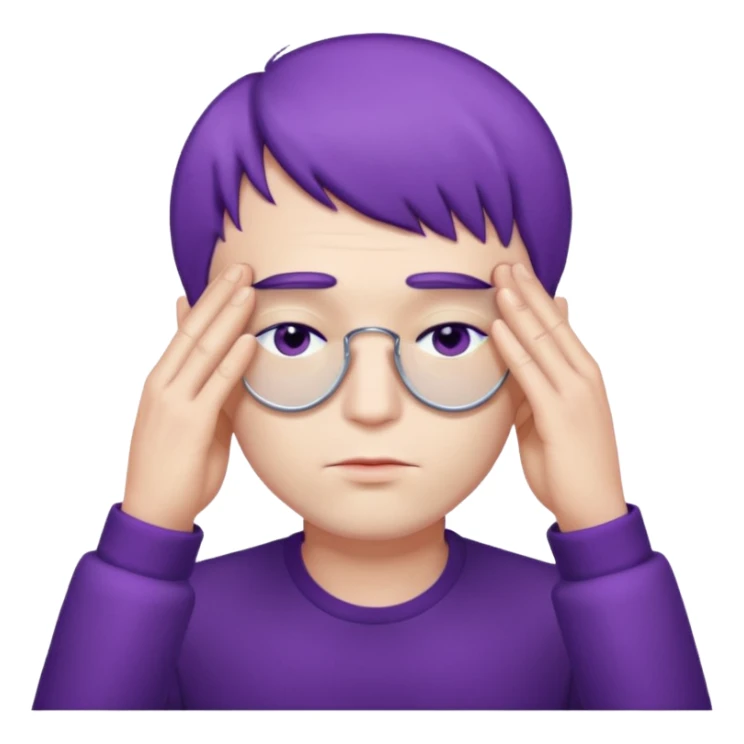 men with purple short hair which cover eyes sticker