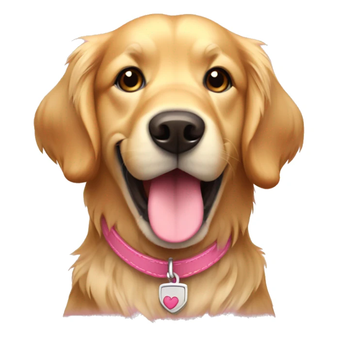 Golden retriever with brown collar with pink stitching  sticker