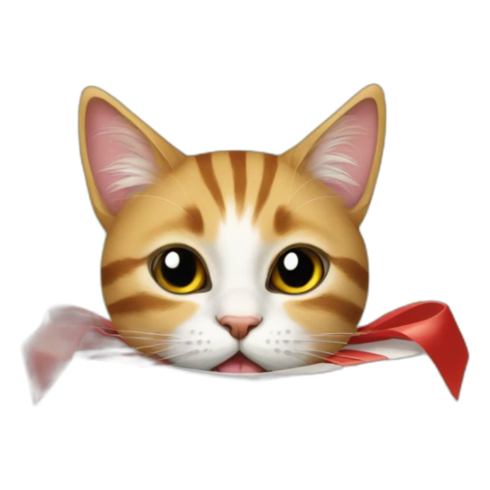 cat sticking its head out of a Christmas present sticker