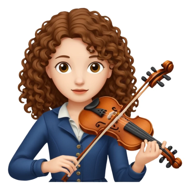 girl with curly brown long hair playing violin sticker