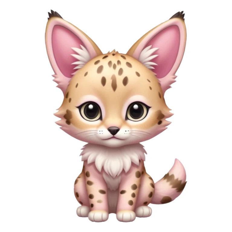 Whitish pastel-rosy-pink chibi cute elegant furry kawaii Serval sticker