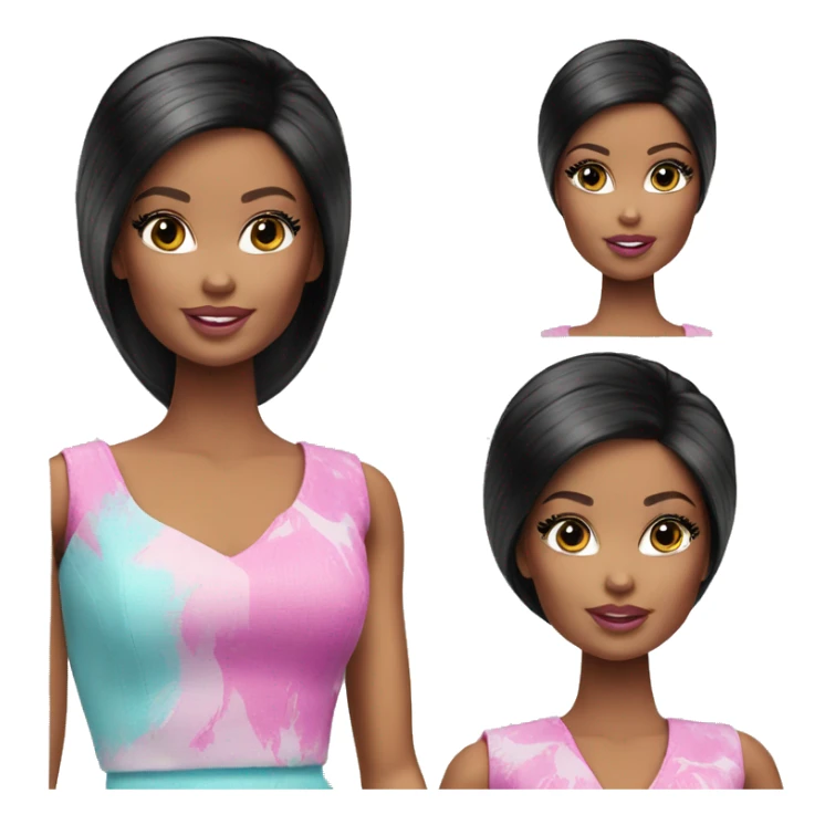 Barbie doll black hair sticker